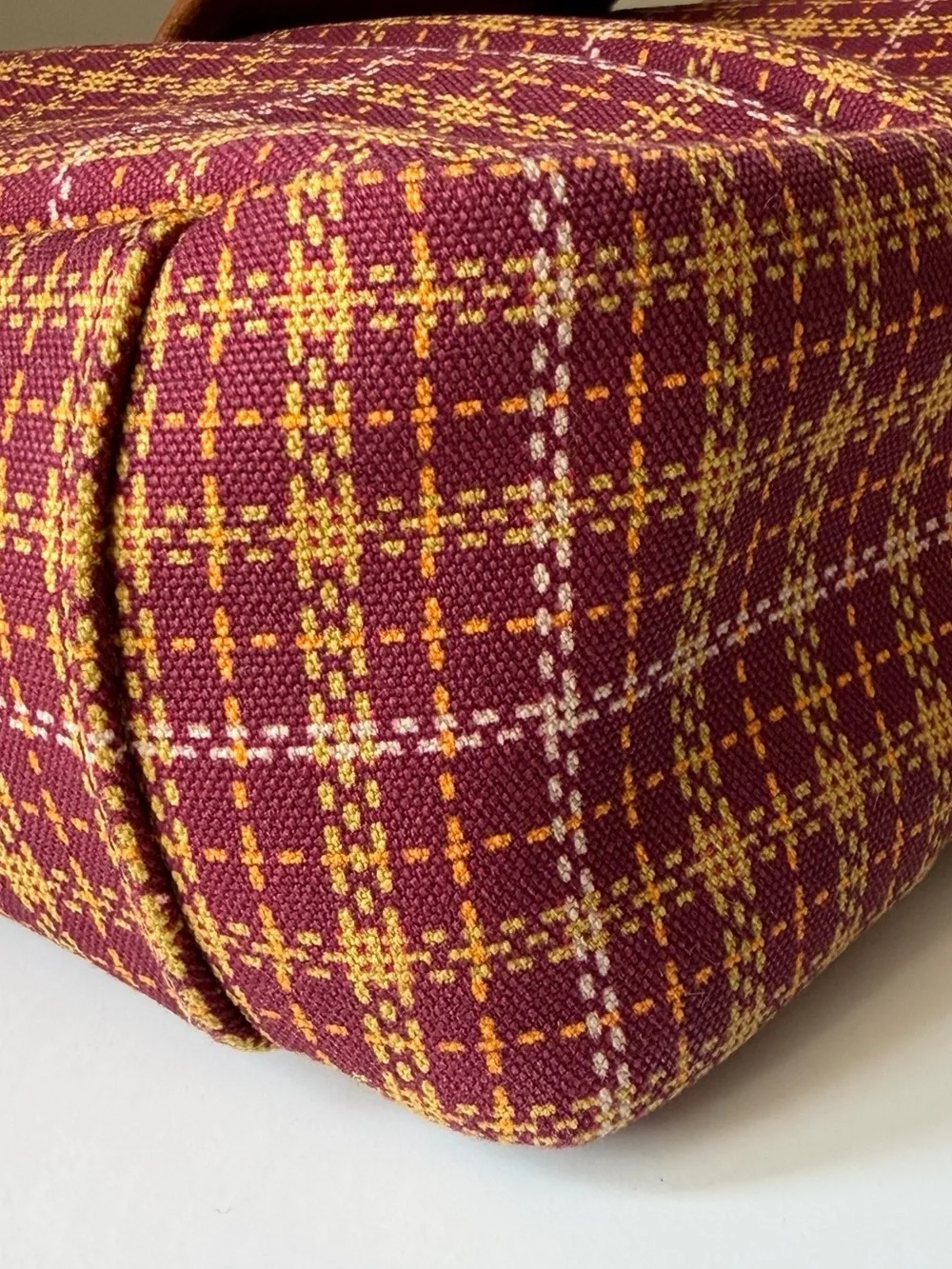 Gucci Check Tote Bag Bordeaux Plaid Leather - style 628159